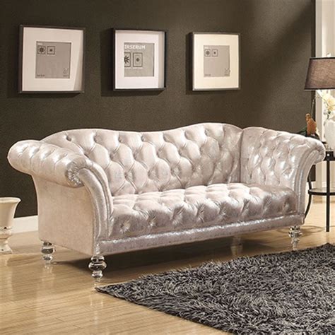 acme dixie metallic silver fabric loveseat|ACME Dixie Loveseat, Metallic Silver .